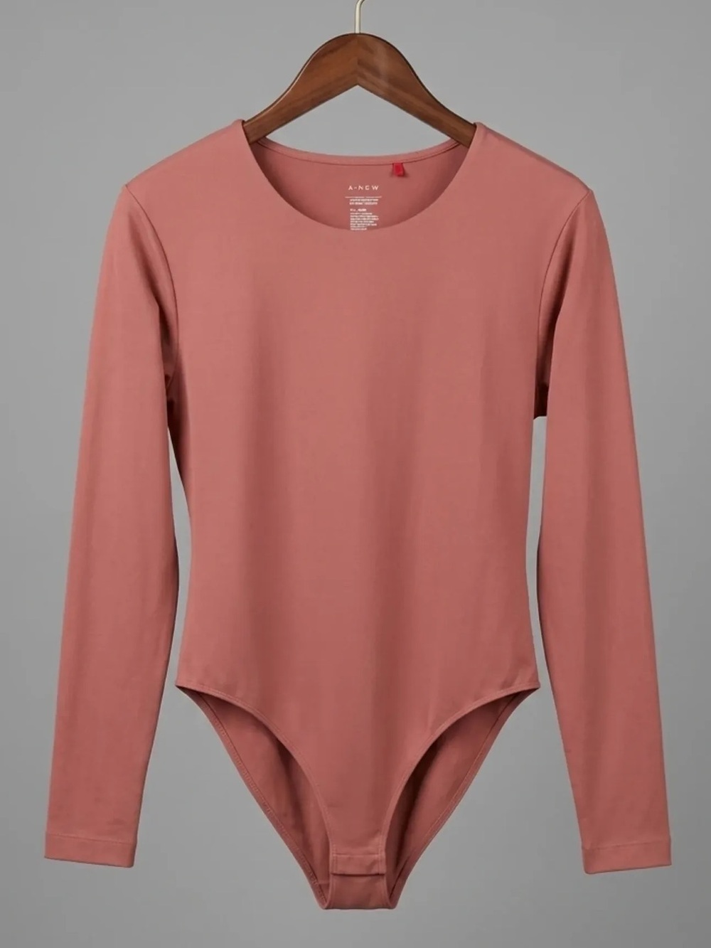 A New Day Brown Pink Long Sleeve Seamless Bodysuit Size Medium NWT - Picture 1 of 6
